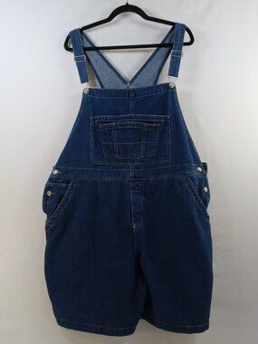 Bound Overalls Women's Plus Size 26W Dark Wash Denim Bib Overall Shorts Jumpsuit